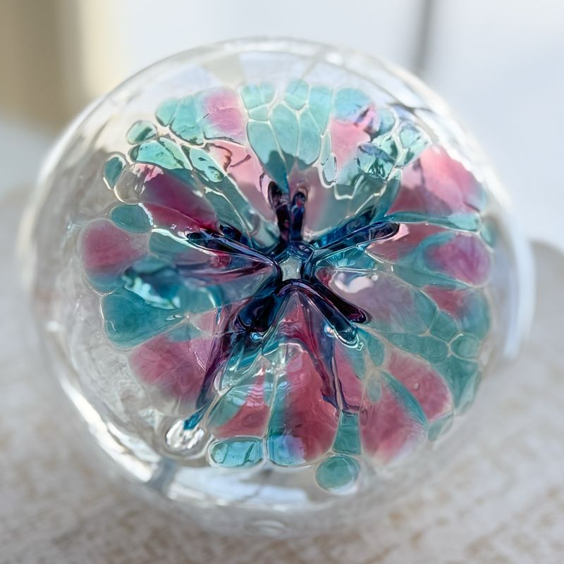 WITCH BALL 4” Turquoise + Rose Juju Shape