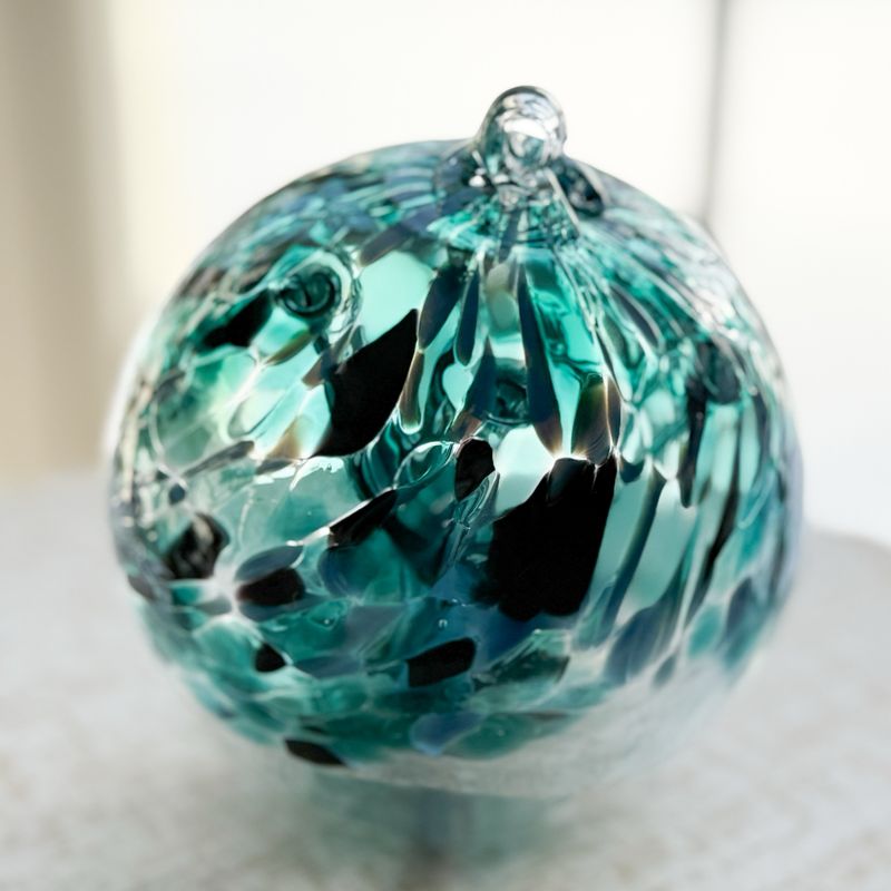 WITCH BALL 4” Deep Turquoise Green + Blues