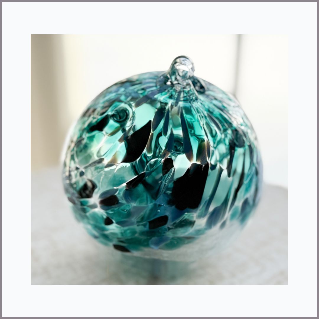 WITCH BALL 4” Deep Turquoise Green + Blues