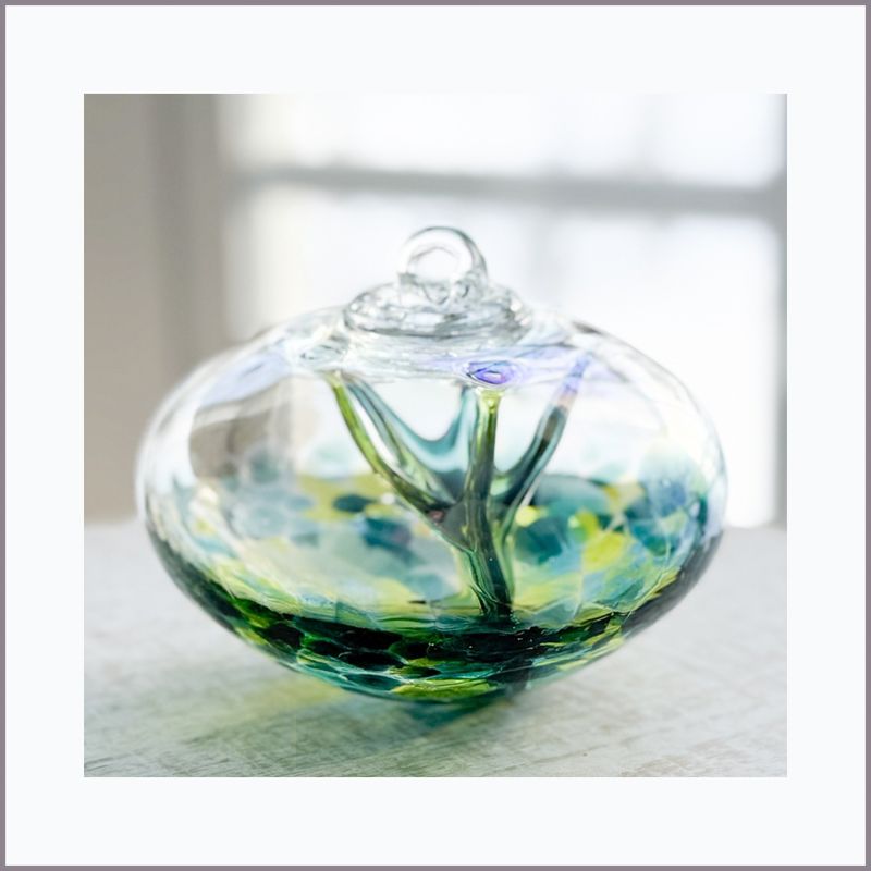 WITCH BALL 4” Turquoise + Yellow Juju Shape