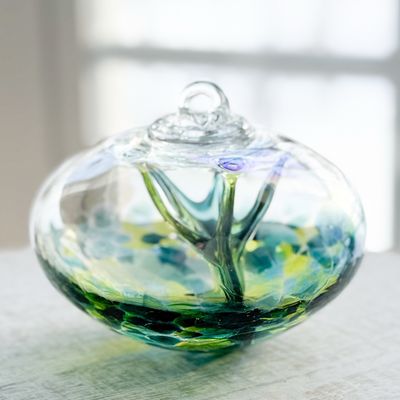 WITCH BALL 4” Turquoise + Yellow Juju Shape