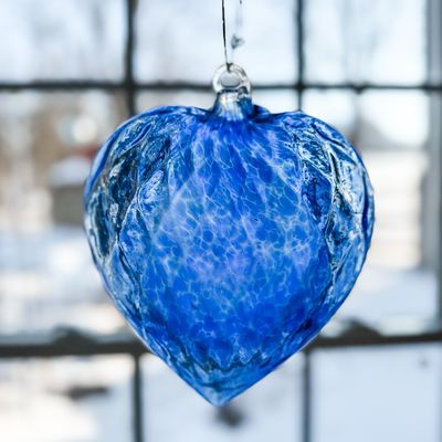 GLASS FRIENDSHIP HEART Cobalt Blue Iridized (XL)