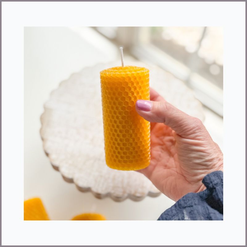 BEESWAX PILLAR CANDLES -- Small 4" High
