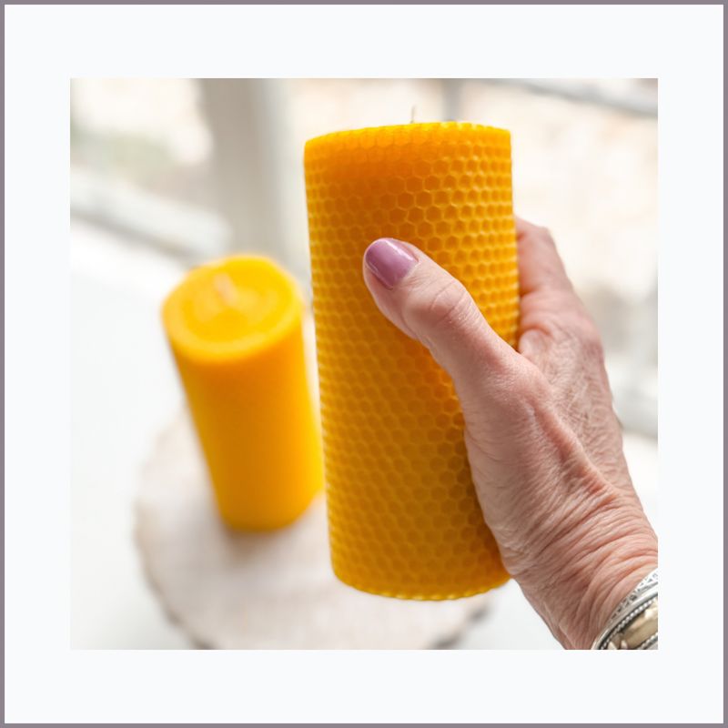 BEESWAX PILLAR CANDLES -- Large 6" High