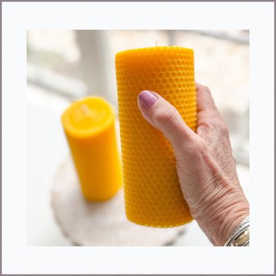 BEESWAX PILLAR CANDLES -- Large 6" High