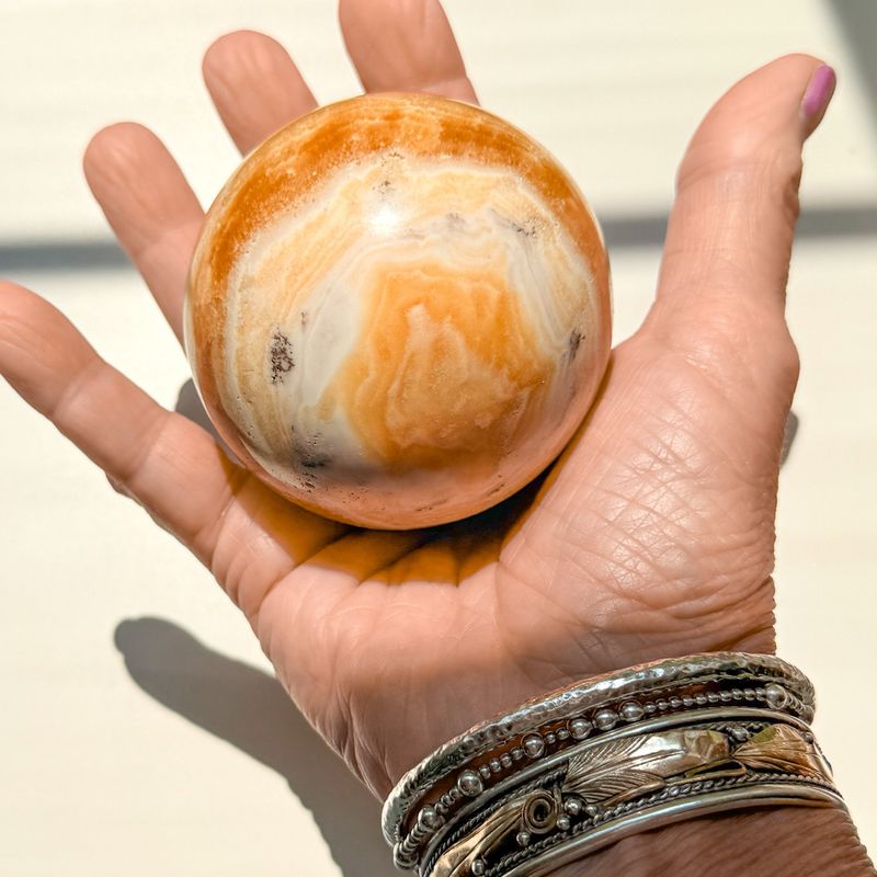 BANDED ORANGE CALCITE Sphere
