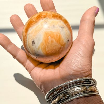 BANDED ORANGE CALCITE Sphere