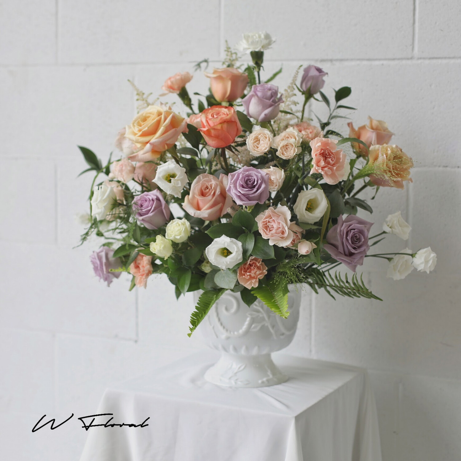 Heartfelt Condolence Pastel Urn Arrangement