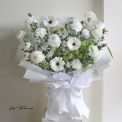 Heartfelt Condolence White Bouquet