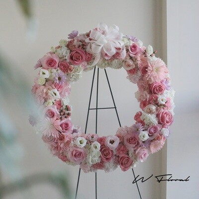 Gentle Pink Shades Funeral Wreath