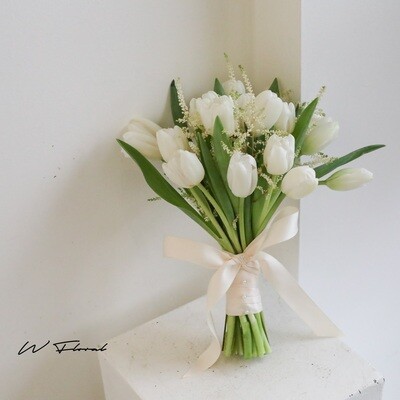 Classic White Tulip Bridal Bouquet
