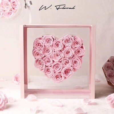 Preserved Rose Crystal Heart - Pink