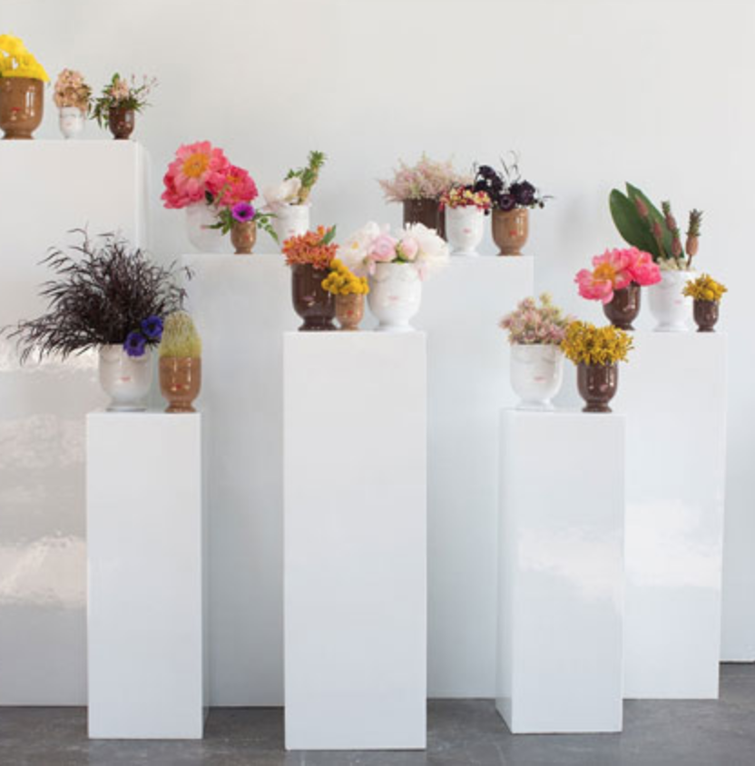 *Rental* Solid White Column Riser Stand Pedestal Plinth - Wood / Stone