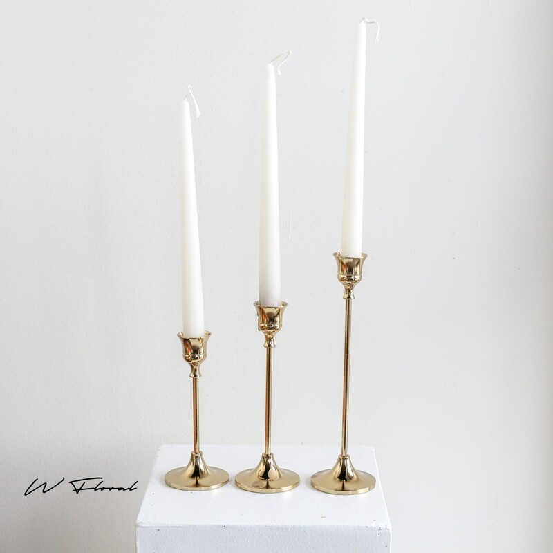 *Rental* Gold Candlestick Holder with Glass Cover