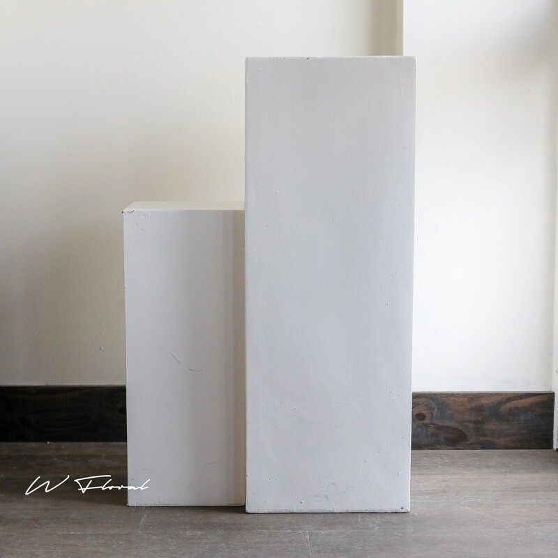 *Rental* Solid White Column Riser Stand Pedestal Plinth - Wood / Stone