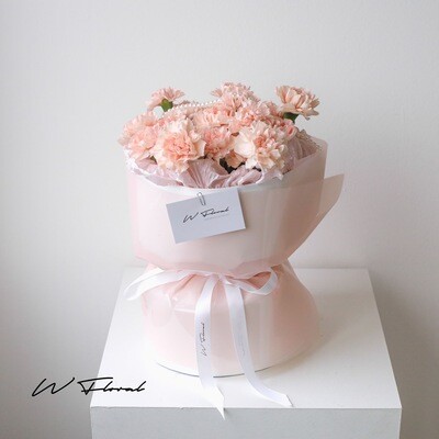 Peach Carnation Pearl Round Bouquet