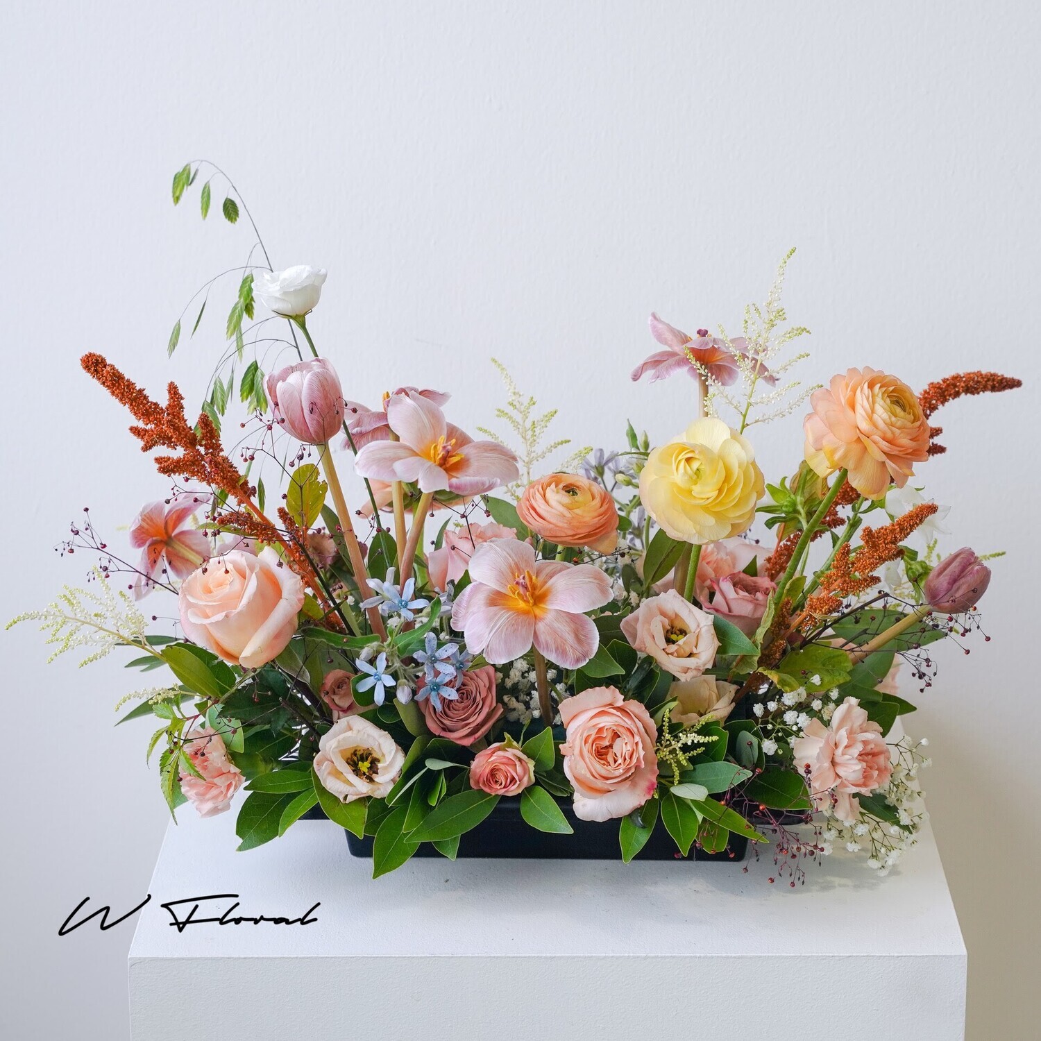 Vaseless Garden Look Centrepiece - Coffee and Peach (Double Sided)