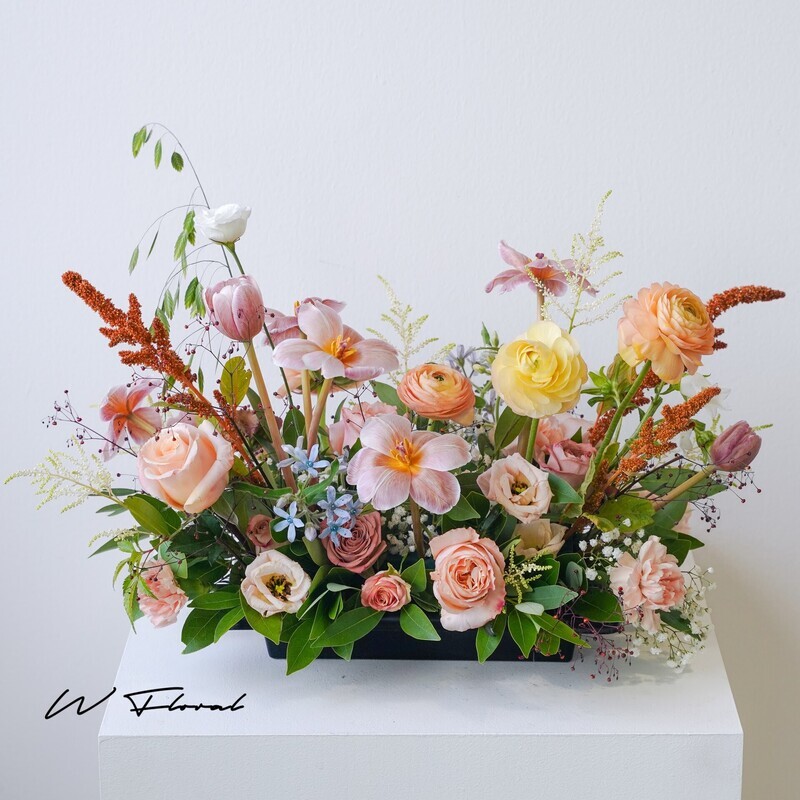 Vaseless Garden Look Centrepiece - Coffee and Peach (Double Sided)