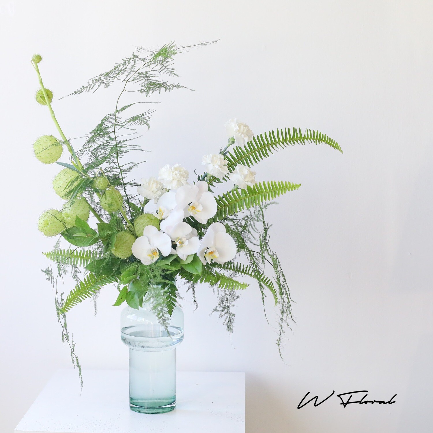 Ever-Fresh Green and White Tall Arrangement