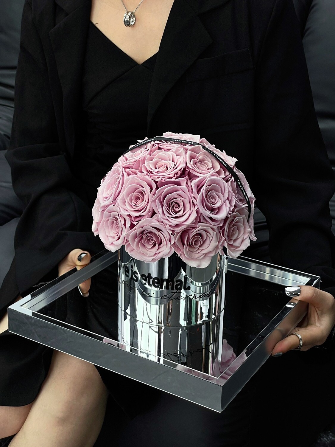 Preserved Rose - Mushroom Rose Hug - Dusty Pink Rose
