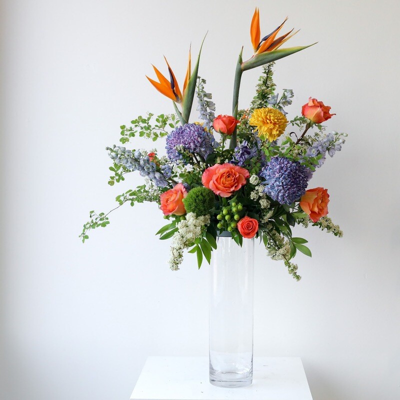 Tall Clear Glass Modern Centrepiece