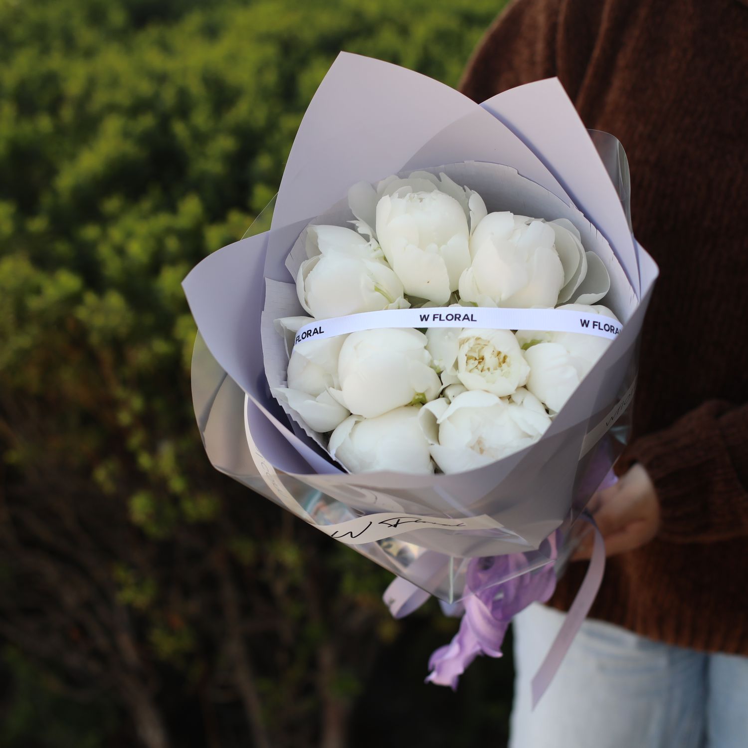 White Peony Peonies Round Bouquet *Available On May 20*