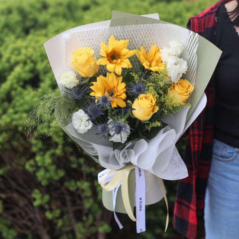 Graduation Mini Sunflower Mixed Bouquet