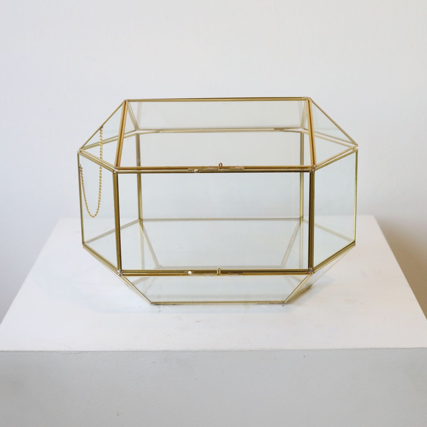 *Rental* Glass and Brass Geometric Money Box / Card Box