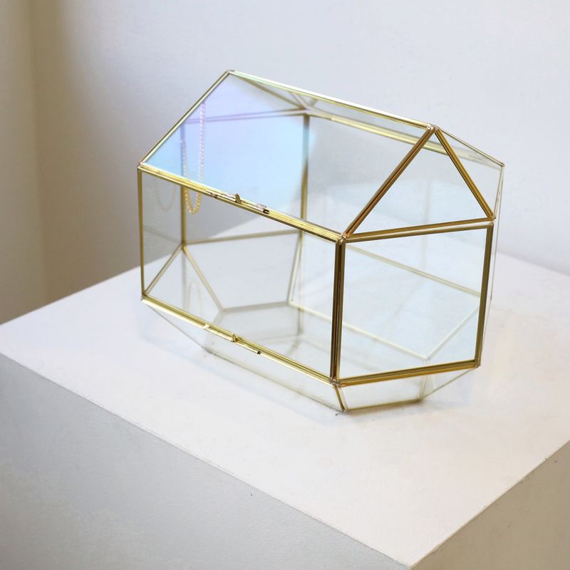 *Rental* Glass and Brass Geometric Money Box / Card Box