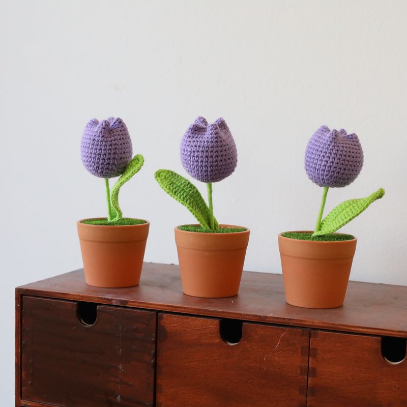 Potted Crochet Purple Tulip Toy