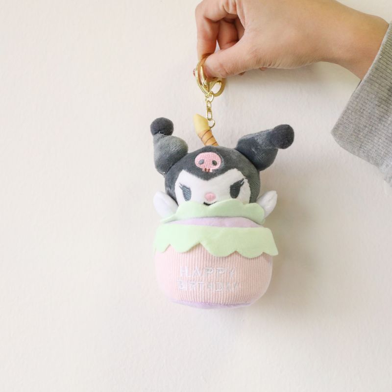 Sanrio Toy Happy Birthday Cake Keychain - Kuromi Pink