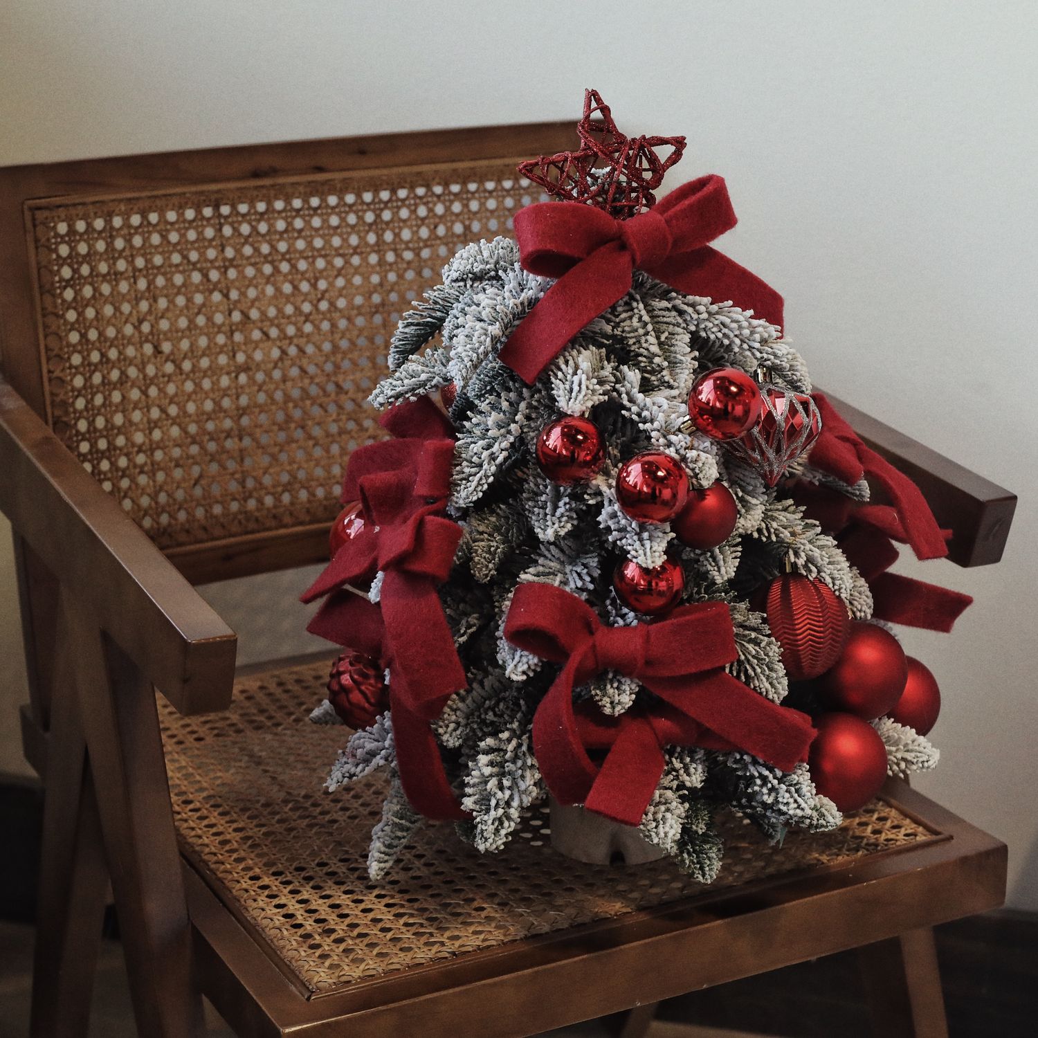 18 Inch Minimalist Tabletop Christmas Tree - Ruby Velvet