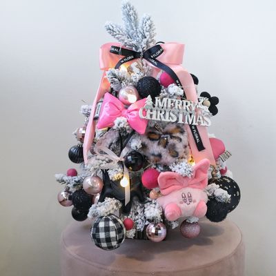 20 Inch Holly Glam Tabletop Christmas Tree - Black Pink