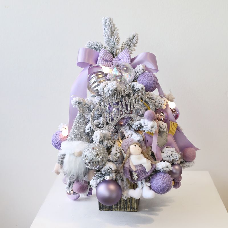 20 Inch Holly Glam Tabletop Christmas Tree - Frosted Lilac