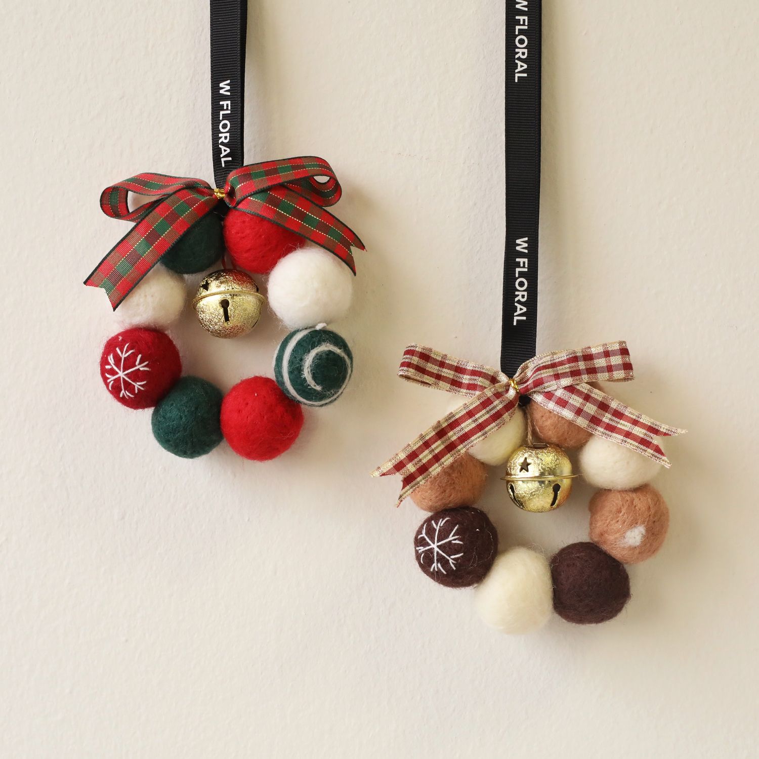 Merry Christmas Mini Wishes Felt Ball Hanging Wreath