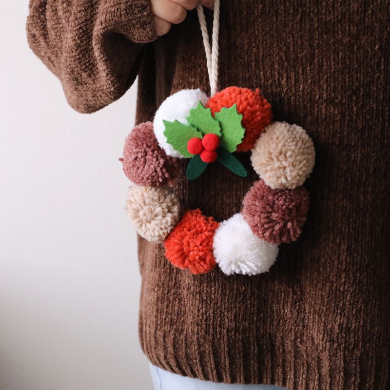 7 Inch Mini Merry Christmas Felt Ball Hanging Wreath