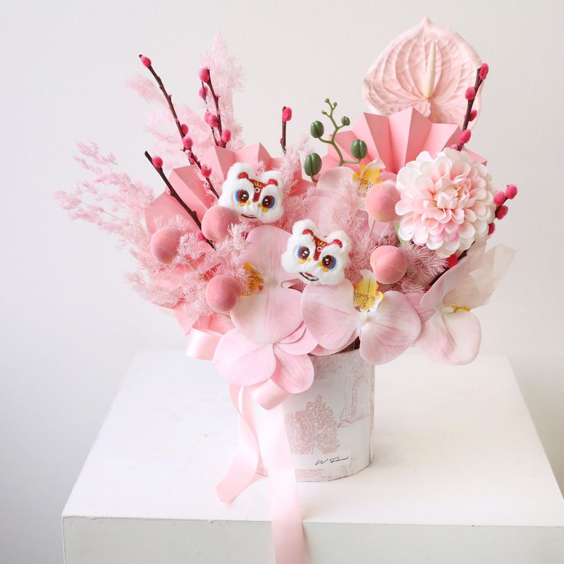 Lunar New Year Peach Blossom Arrangement - Artificial Flower