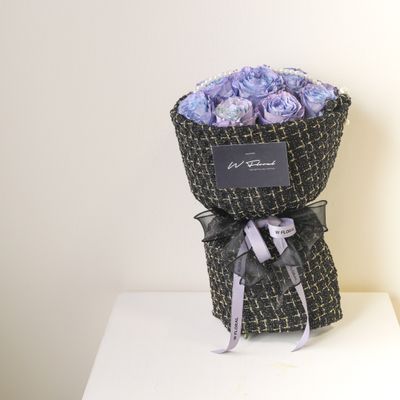 Chanel Pearl Blue Lavender Rose Round Bouquet