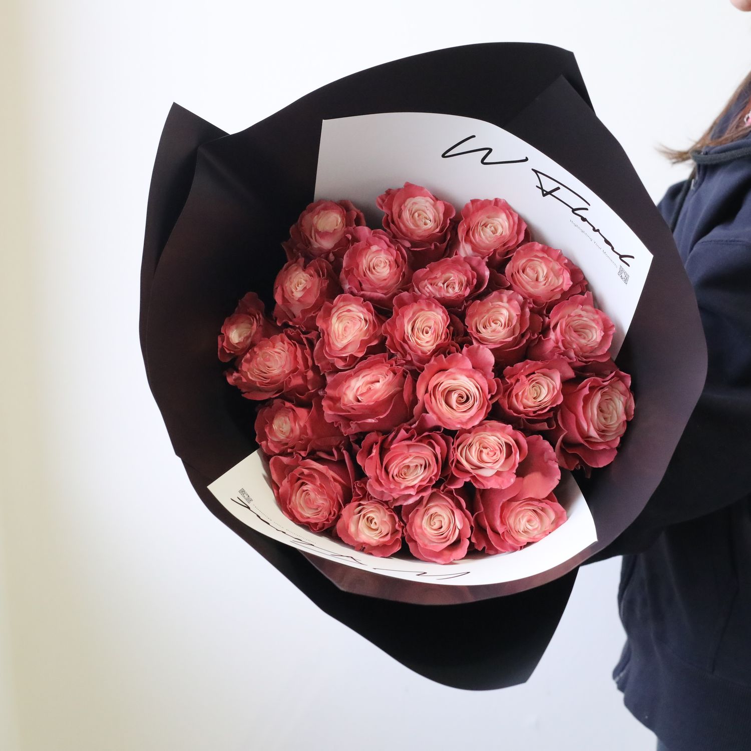24/36 Signature Round Bouquet Red Wine Rose *Available On Aug 29