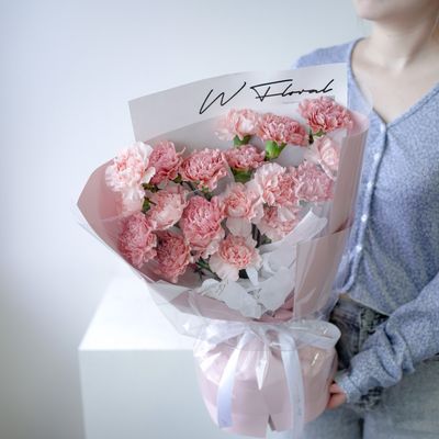 19 Mixed Pink Carnation Posy Bouquet