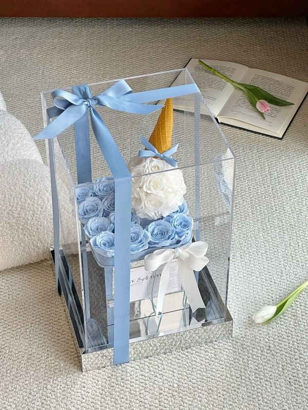Preserved Rose - Everlasting Scoop of Love - Ice Blue and White
