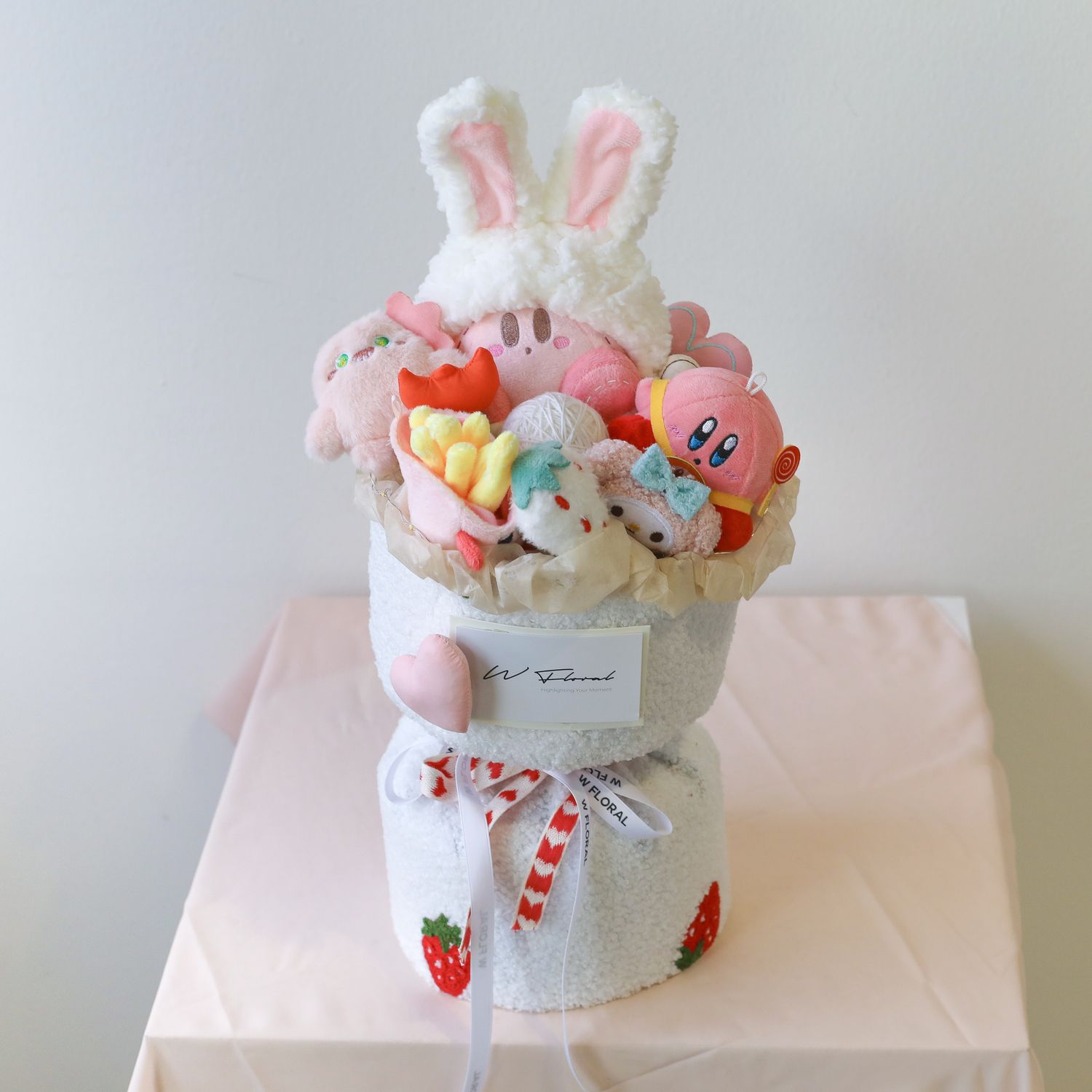 Plush Toy Bouquet – Pink Bunny Kirby - Medium