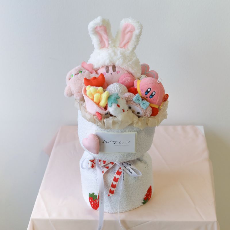 Plush Toy Bouquet – Pink Bunny Kirby - Medium