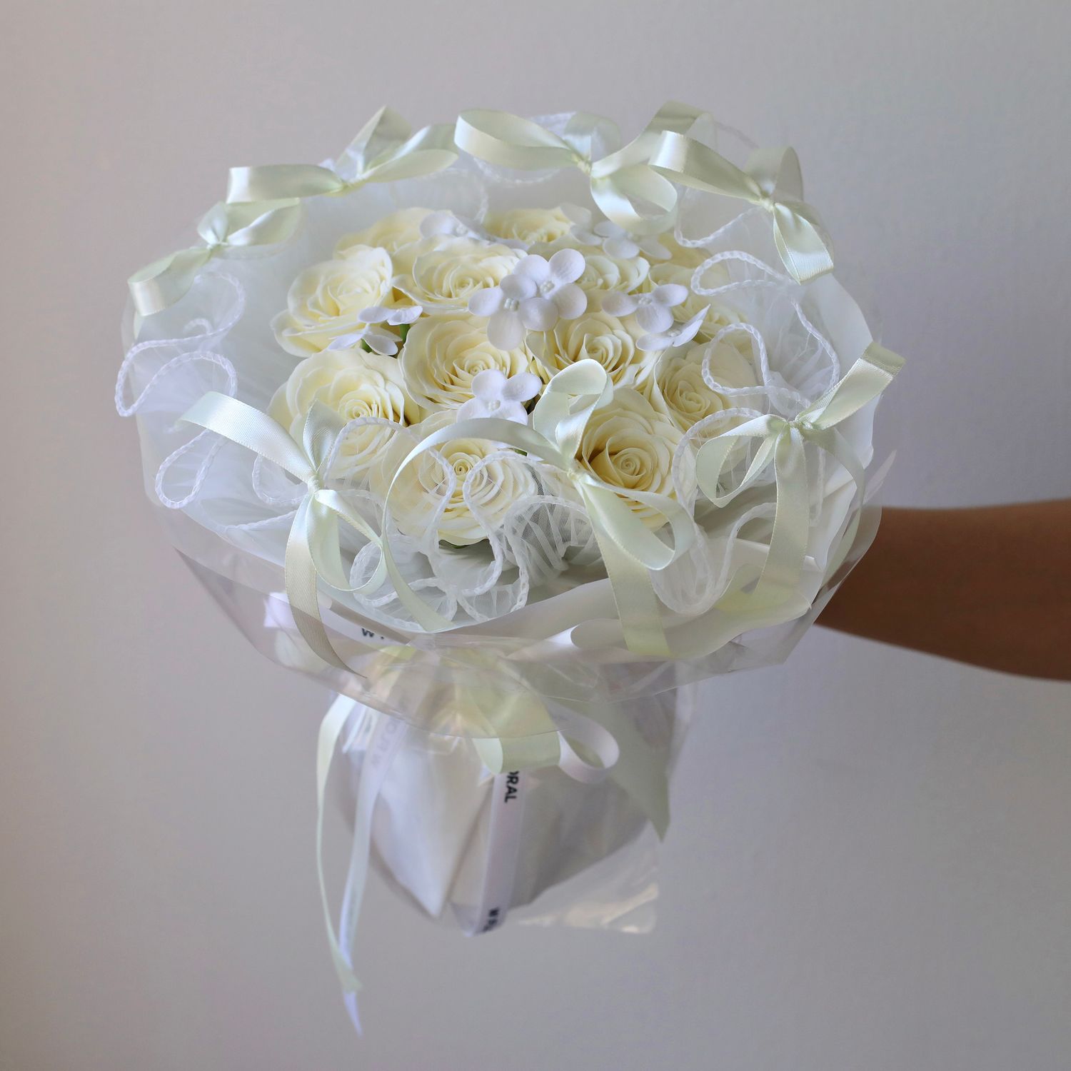 Artificial Soap Flower - Rosy Whispers Bouquet - Cream