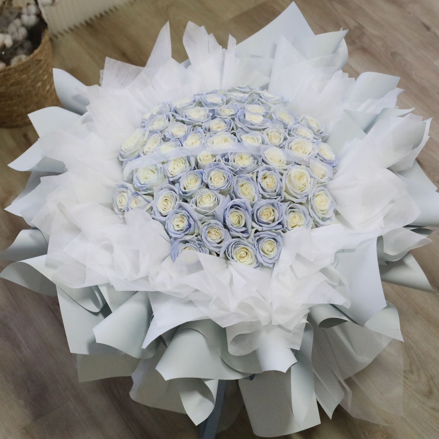 Classic Round Bouquet Icy Blue Rose