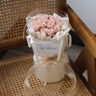 Preserved Mini Rose - Lolita Round Spray Cappuccino Rose Bouquet