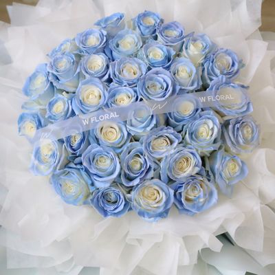 Classic Round Bouquet Icy Blue Rose