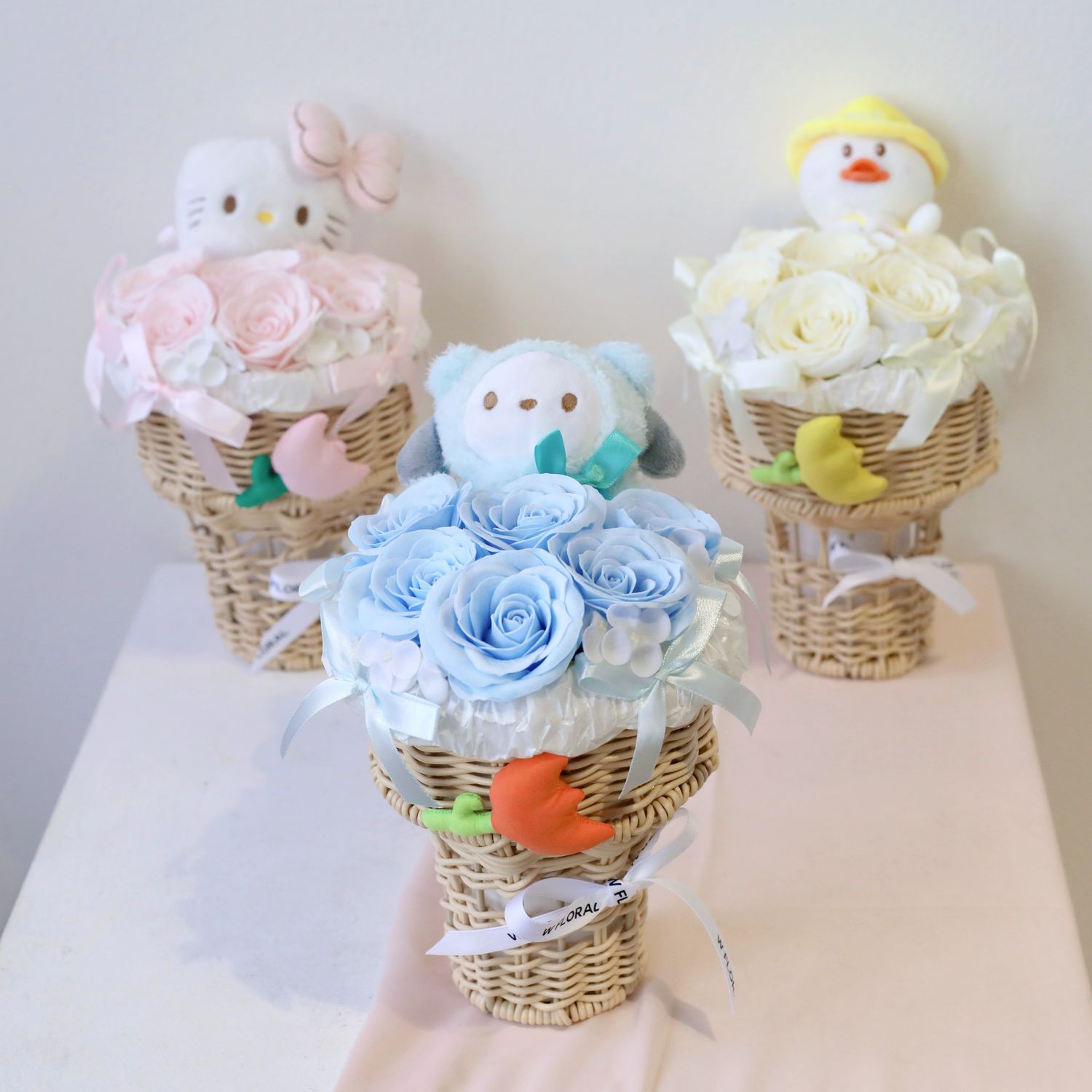 Artificial Soap Flower - Cinnamoroll Blue Soap Flower Ice Cream Bouquet