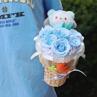 Artificial Soap Flower - Cinnamoroll Blue Soap Flower Ice Cream Bouquet