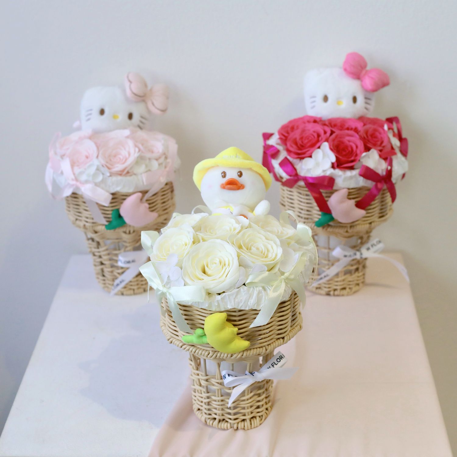 Artificial Soap Flower - Yellow Duck Soap Flower Ice Cream Bouquet